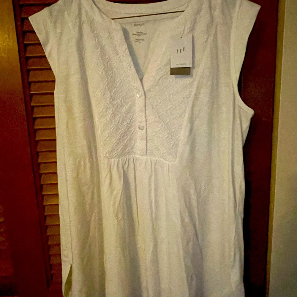 Lovely JJill tunic with embroidered neck placket. New!